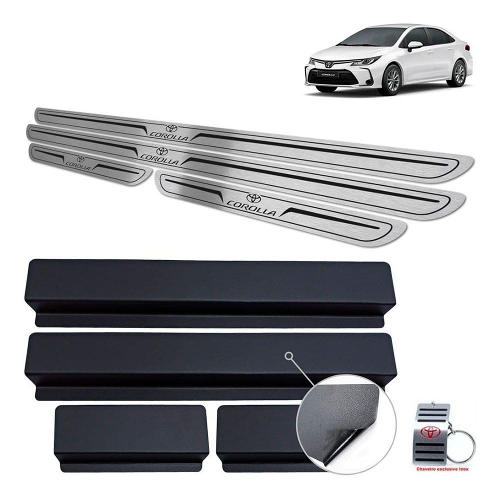 Soleiras Em Aço Inox Toyota Corolla 2020 Preto Baixo Relevo