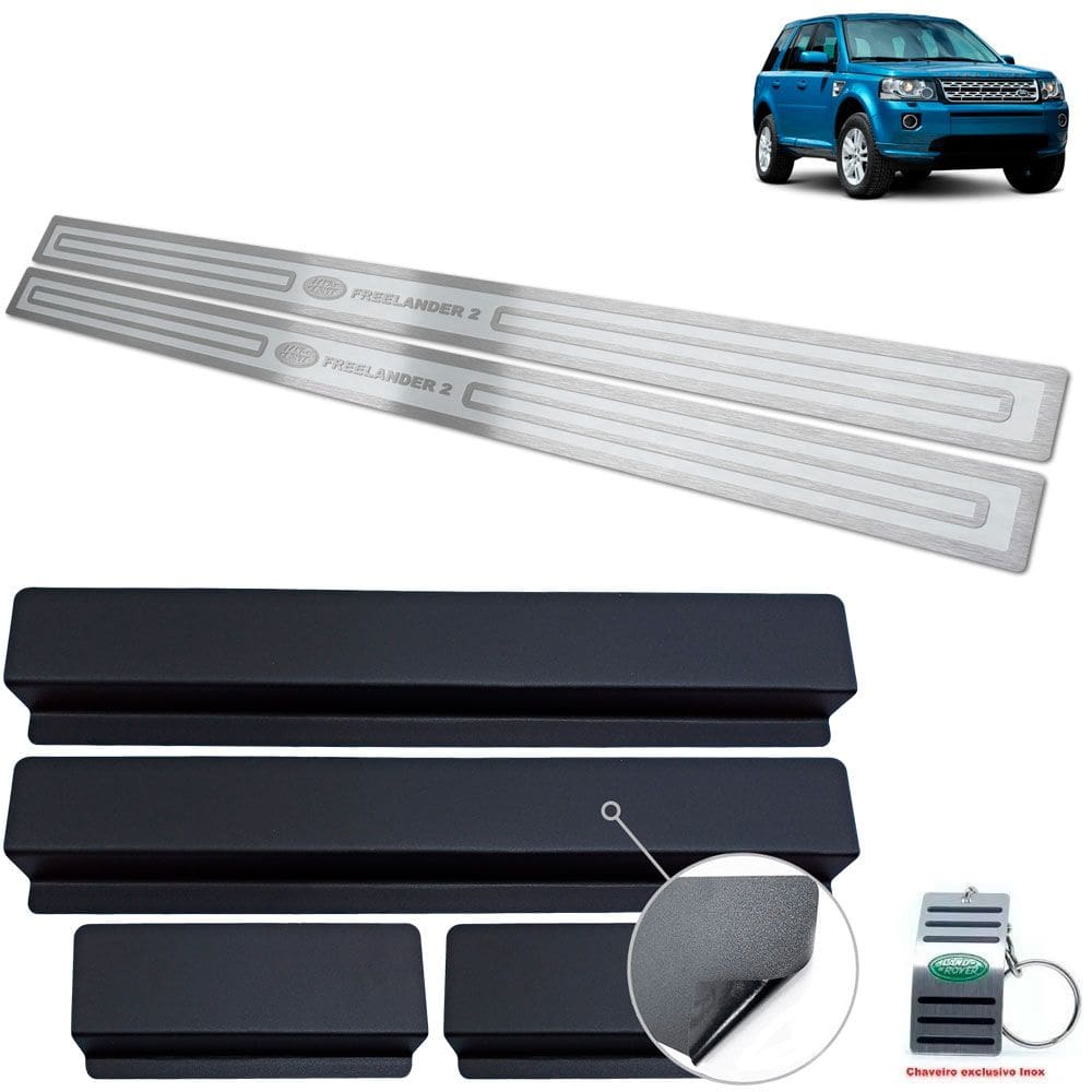 Soleira Aço Inox Land Rover Freelander 2 Prata Alto Relevo