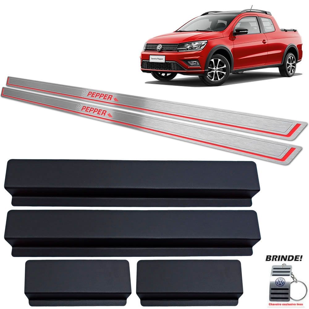 Soleiras Prata Baixo Relevo Saveiro Pepper 2018 A 2020