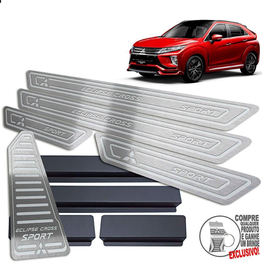 Descanso + Soleira Eclipse Cross Sport Prata Baixo Relevo