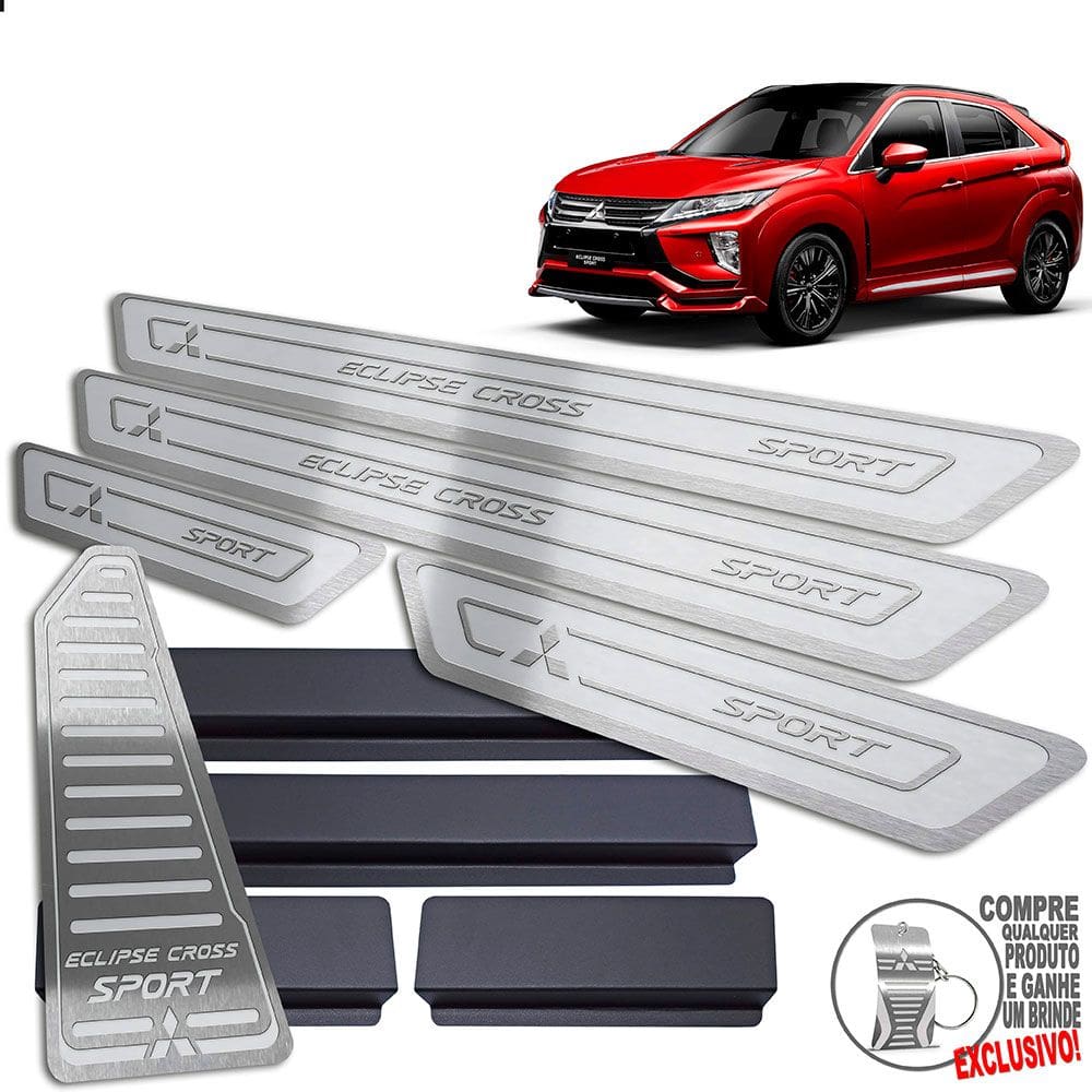 Descanso + Soleira Eclipse Cross Sport Prata Alto Relevo