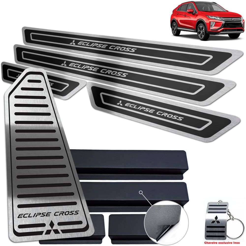 Descanso Soleira Mitsubishi Eclipse Cross Preto Alto Relevo