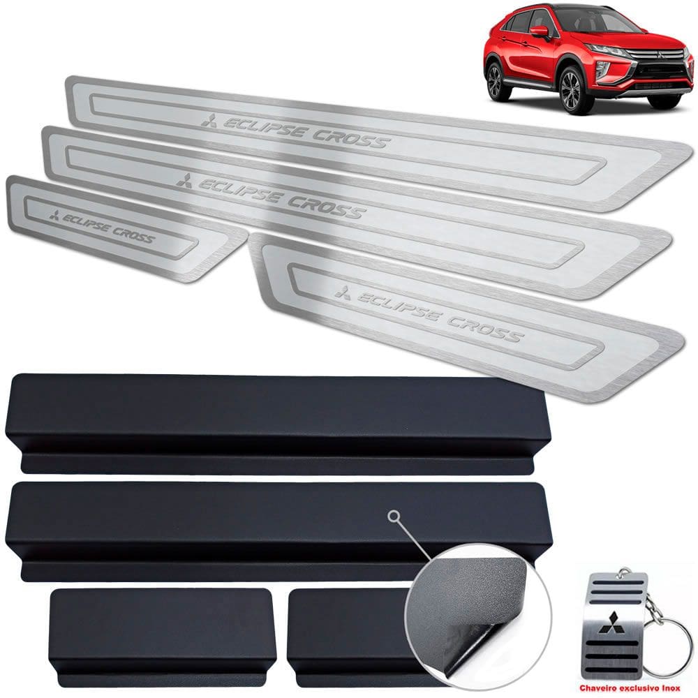 Soleira Aço Inox Mitsubishi Eclipse Cross Prata Alto Relevo
