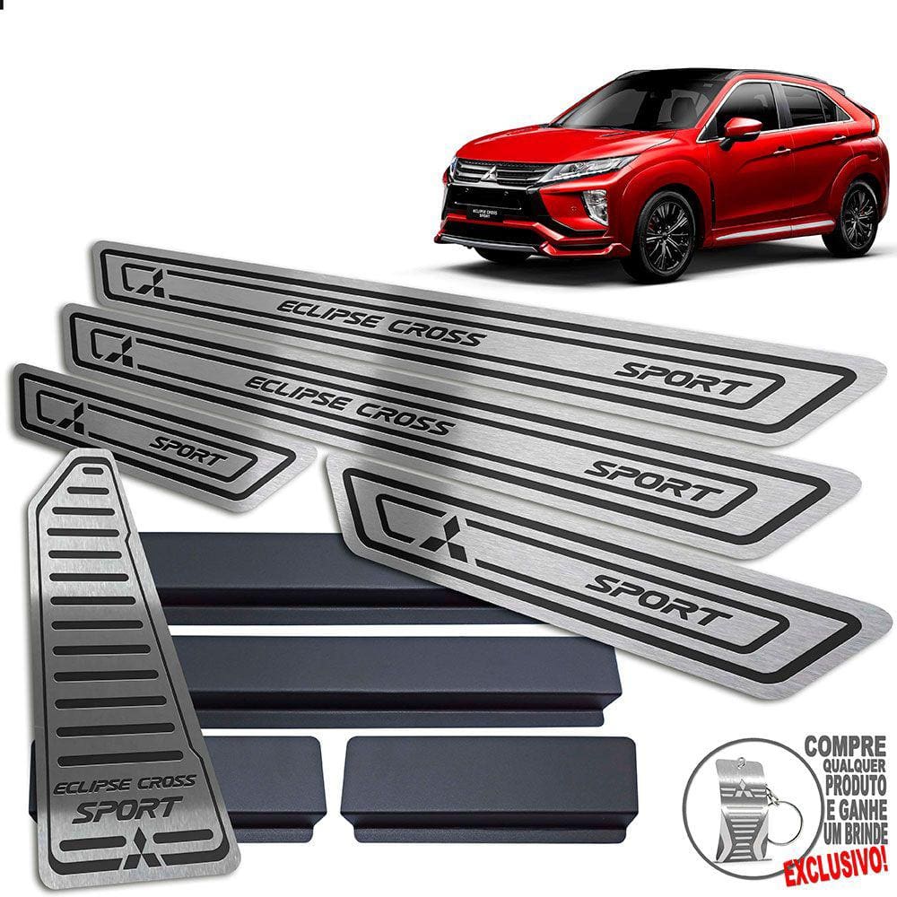Descanso + Soleira Eclipse Cross Sport Preto Baixo Relevo