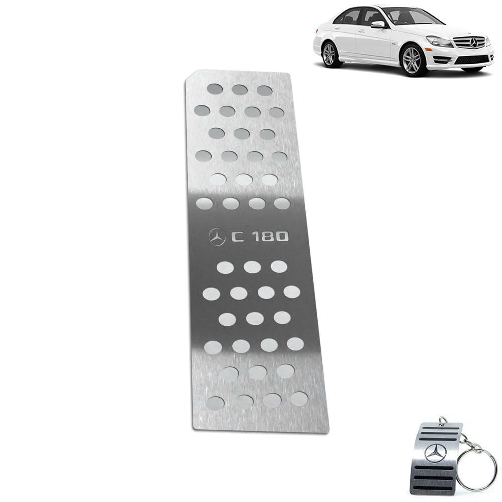 Descanso de Pé Aço Inox Mercedes C180 2012 A 2014 Prata