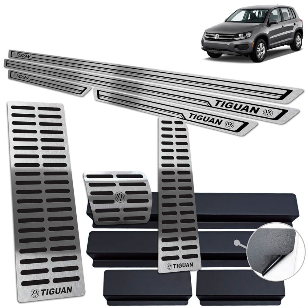 Soleira + Pedaleira + Descanso Tiguan 2012 A 2017 Preto BR