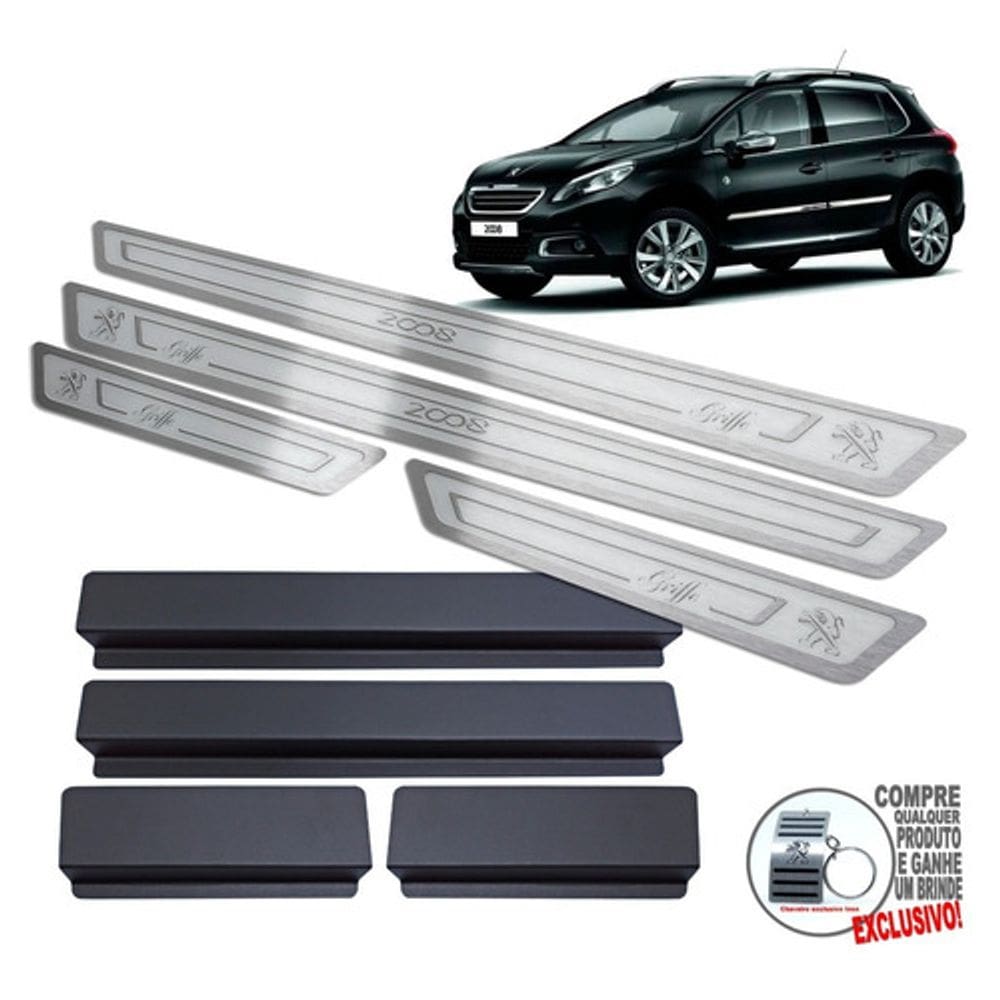 Soleira Peugeot 2008 Griffe 2019 2020 Prata Alto Relevo