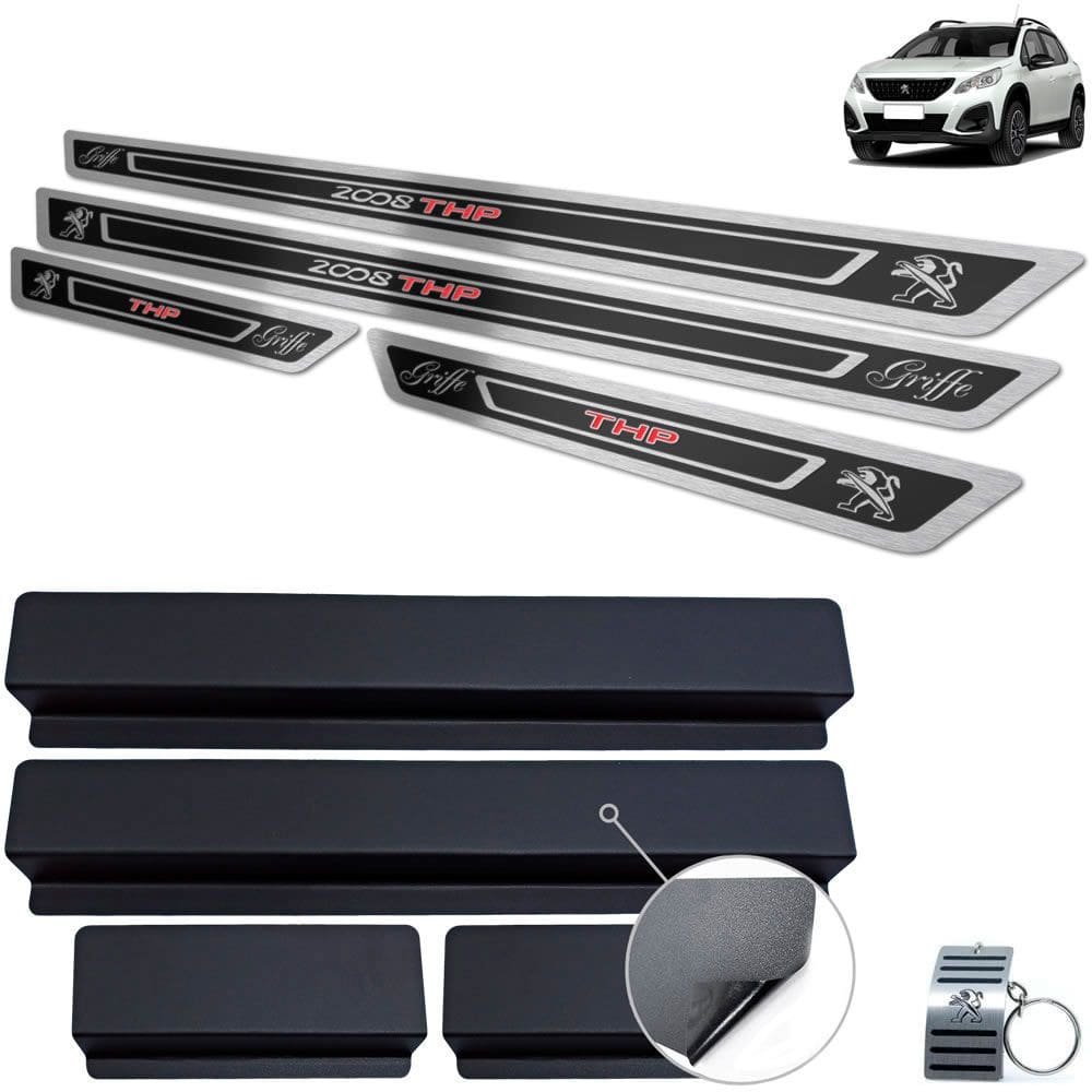 Soleira Peugeot 2008 Griffe Thp 2020 2021 Preto Alto Relevo