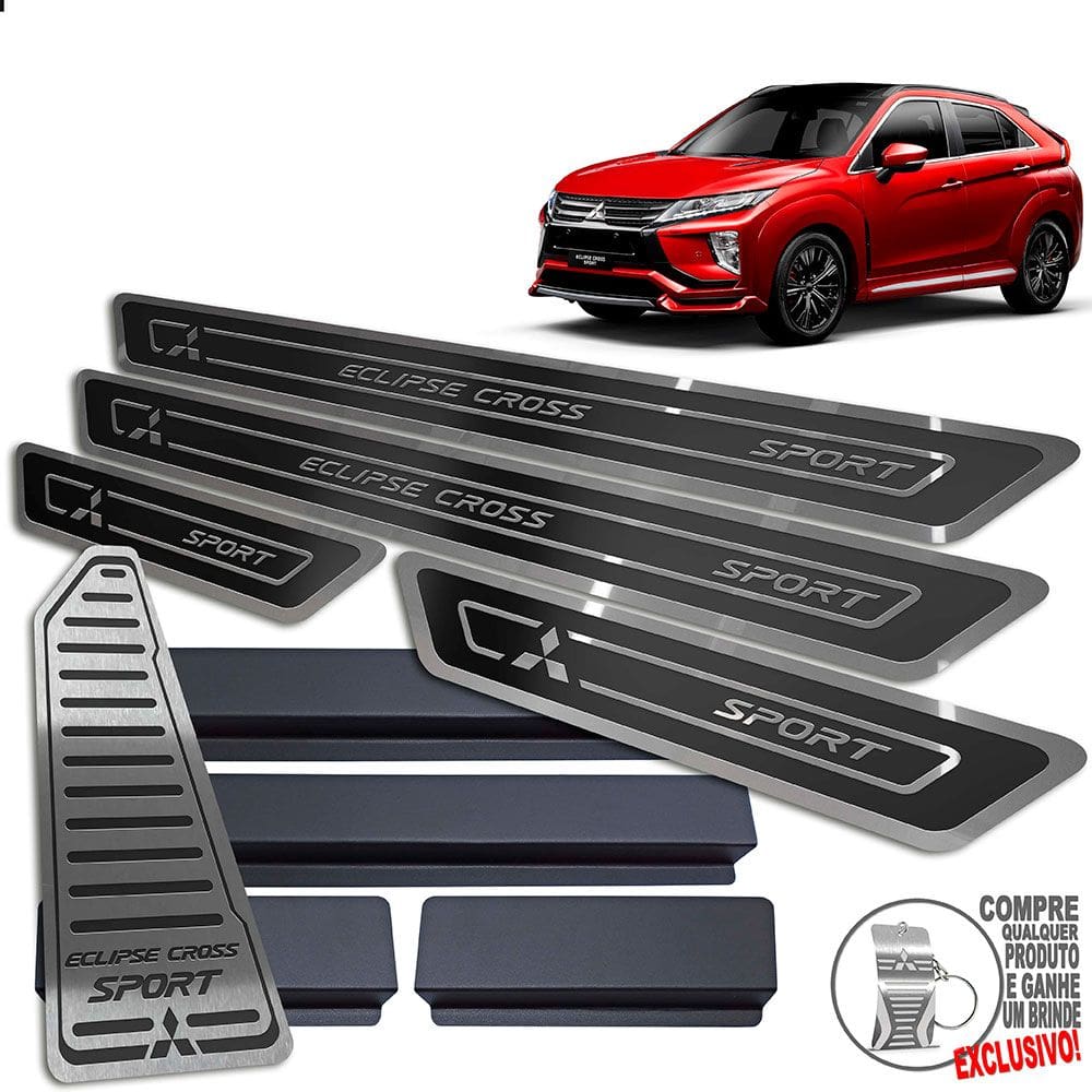 Descanso + Soleira Eclipse Cross Sport Preto Alto Relevo