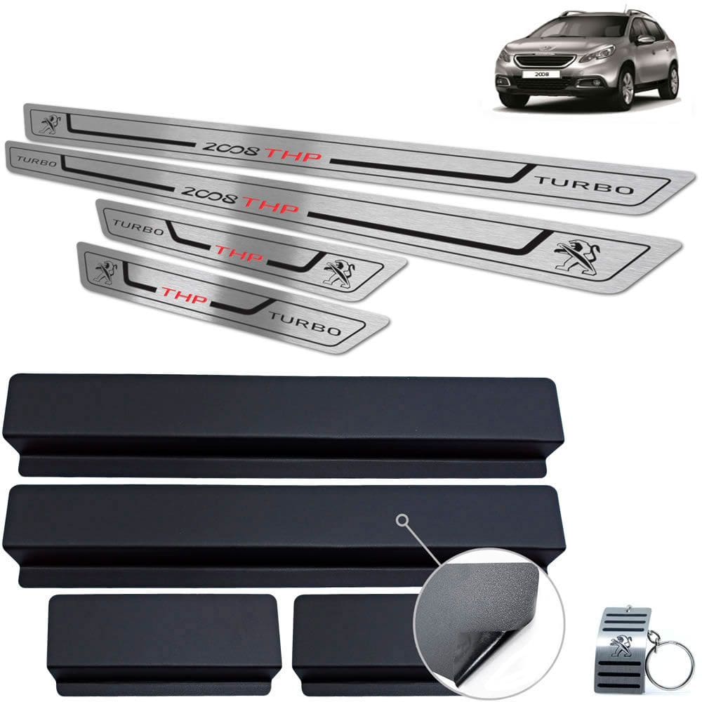 Soleira Peugeot 2008 Turbo Thp 2016 2019 Preto Baixo Relevo