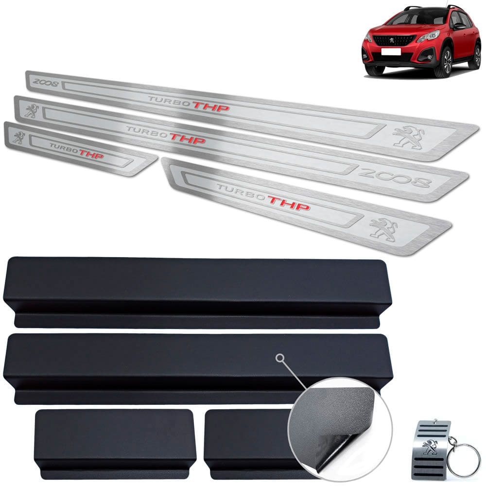 Soleira Peugeot 2008 Turbo Thp 2020 2021 Prata Alto Relevo