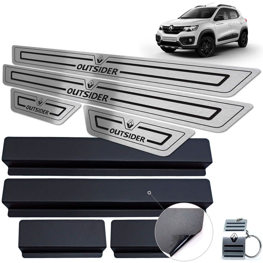 Soleira Renault Kwid Outsider + Vinil Preto Baixo Relevo