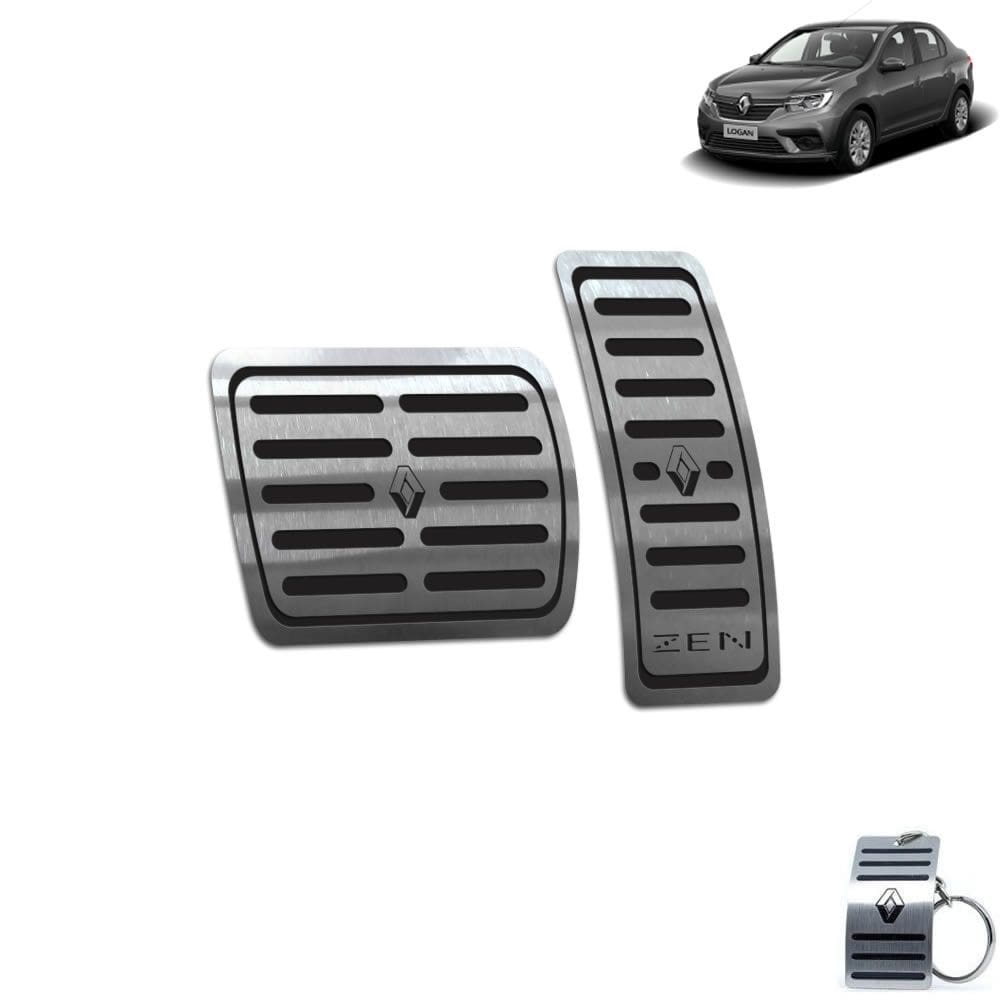 Pedaleira Automático Aço Inox Renault Logan Zen Preto