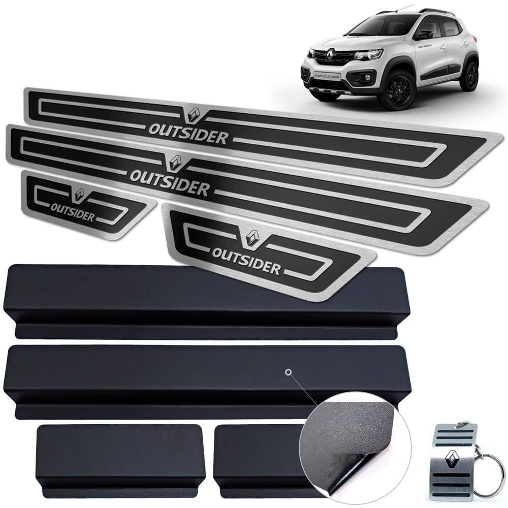 Soleira Renault Kwid Outsider + Vinil Preto Alto Relevo