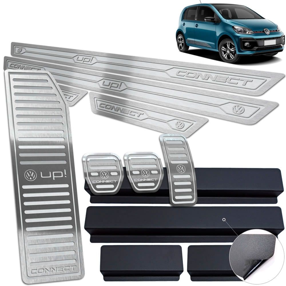 Descanso + Pedaleira + Soleira Prata Alto Relevo UP Connect