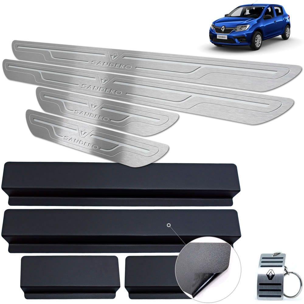 Soleira Aço Inox Renault Sandero 2020 Prata Baixo Relevo