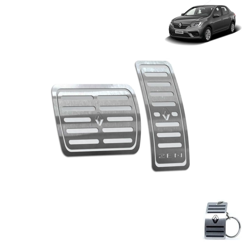 Pedaleira Automático Aço Inox Renault Logan Zen Prata