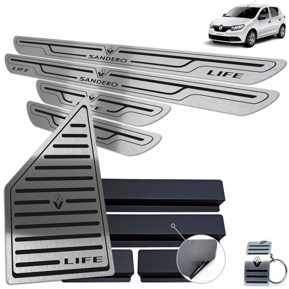Descanso + Soleira Renault Sandero Life Preto Baixo Relevo