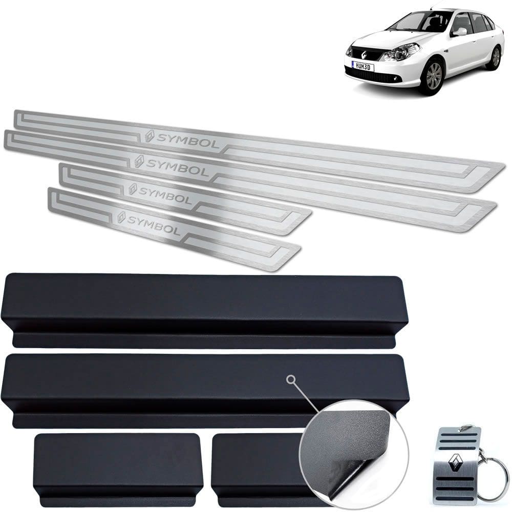 Soleira Inox Renault Symbol 2009 a 2013 Prata Alto Relevo