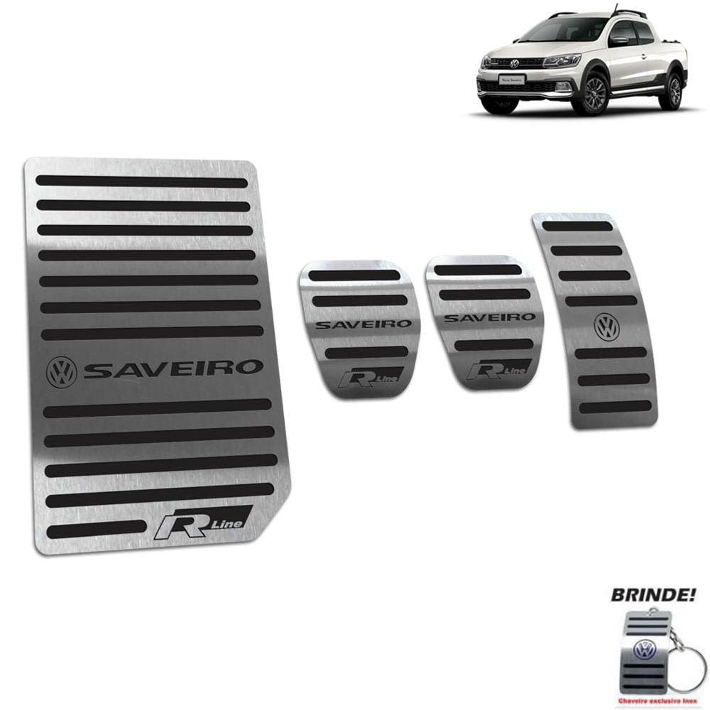 Descanso de Pé + Pedaleira Em Aço Inox Saveiro R-Line Preto
