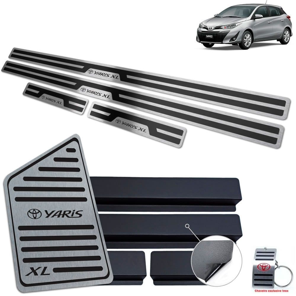 Soleira + Descanso Yaris XL 2019 -2022 Preto Alto Relevo