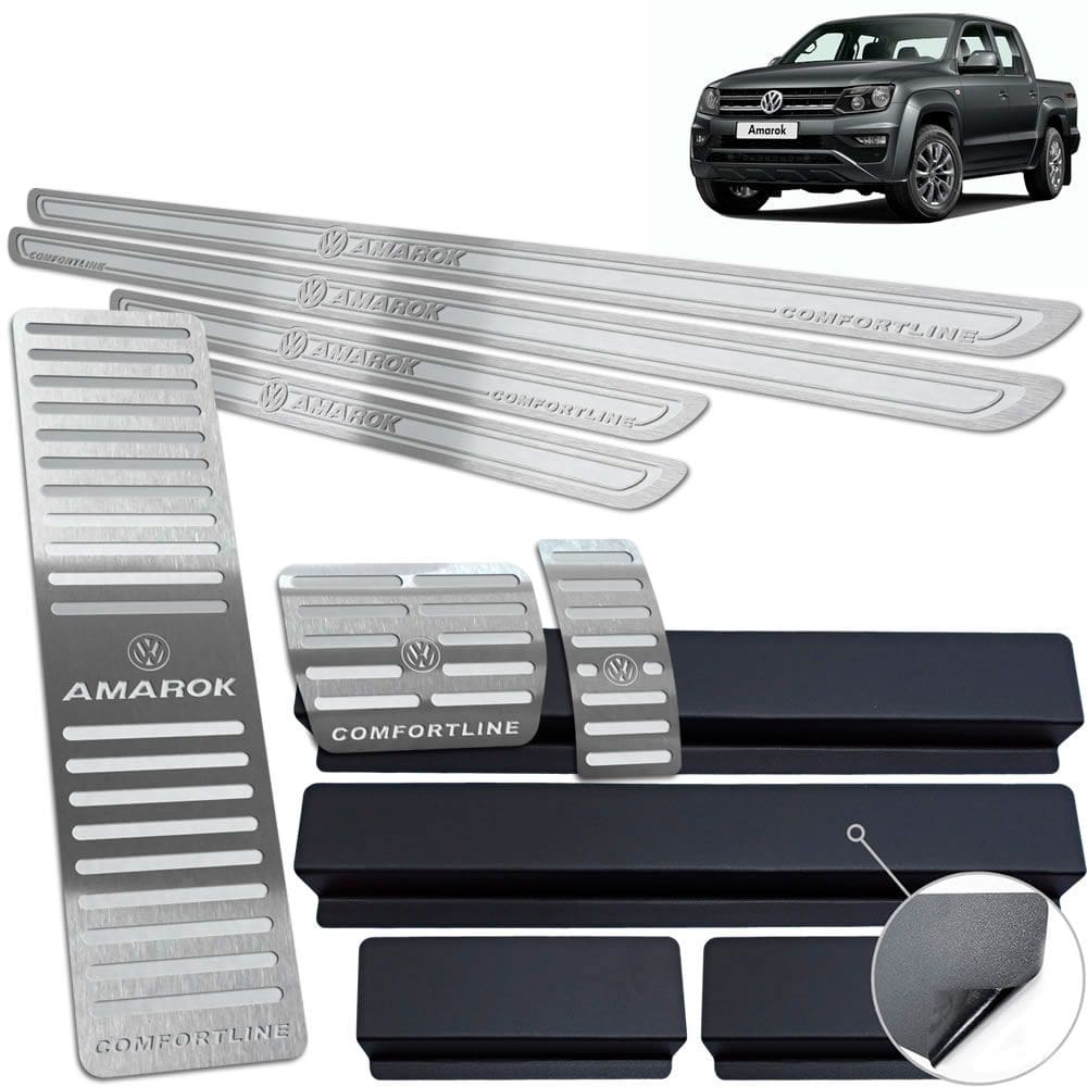 Descanso + Pedaleira + Soleira Amarok Comfortline Prata