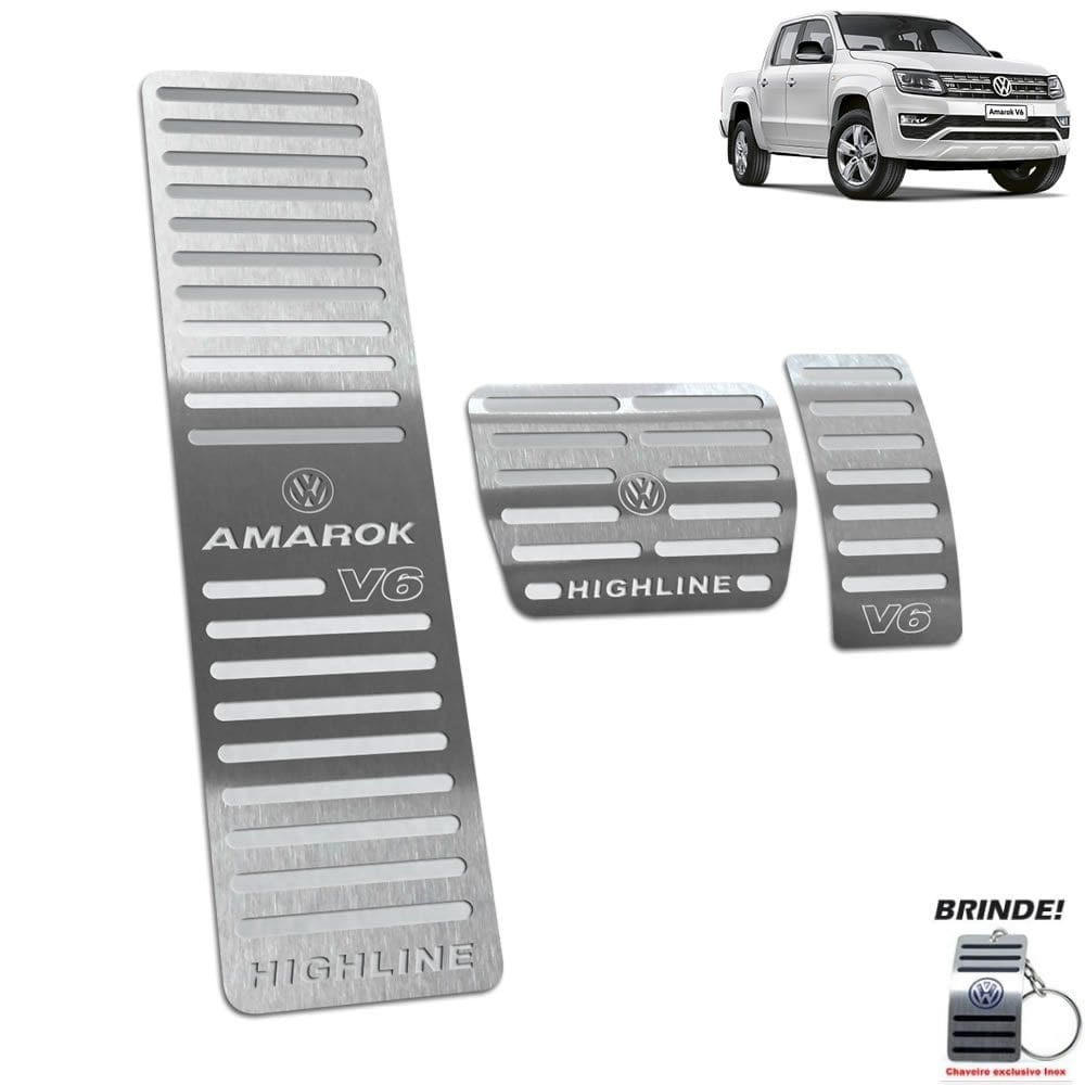 Descanso + Pedaleira Amarok V6 Highline 2018 a 2020 Prata