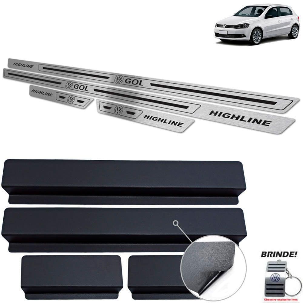 Soleira Volkswagen Gol Highline G6 G7 Preto Baixo Relevo