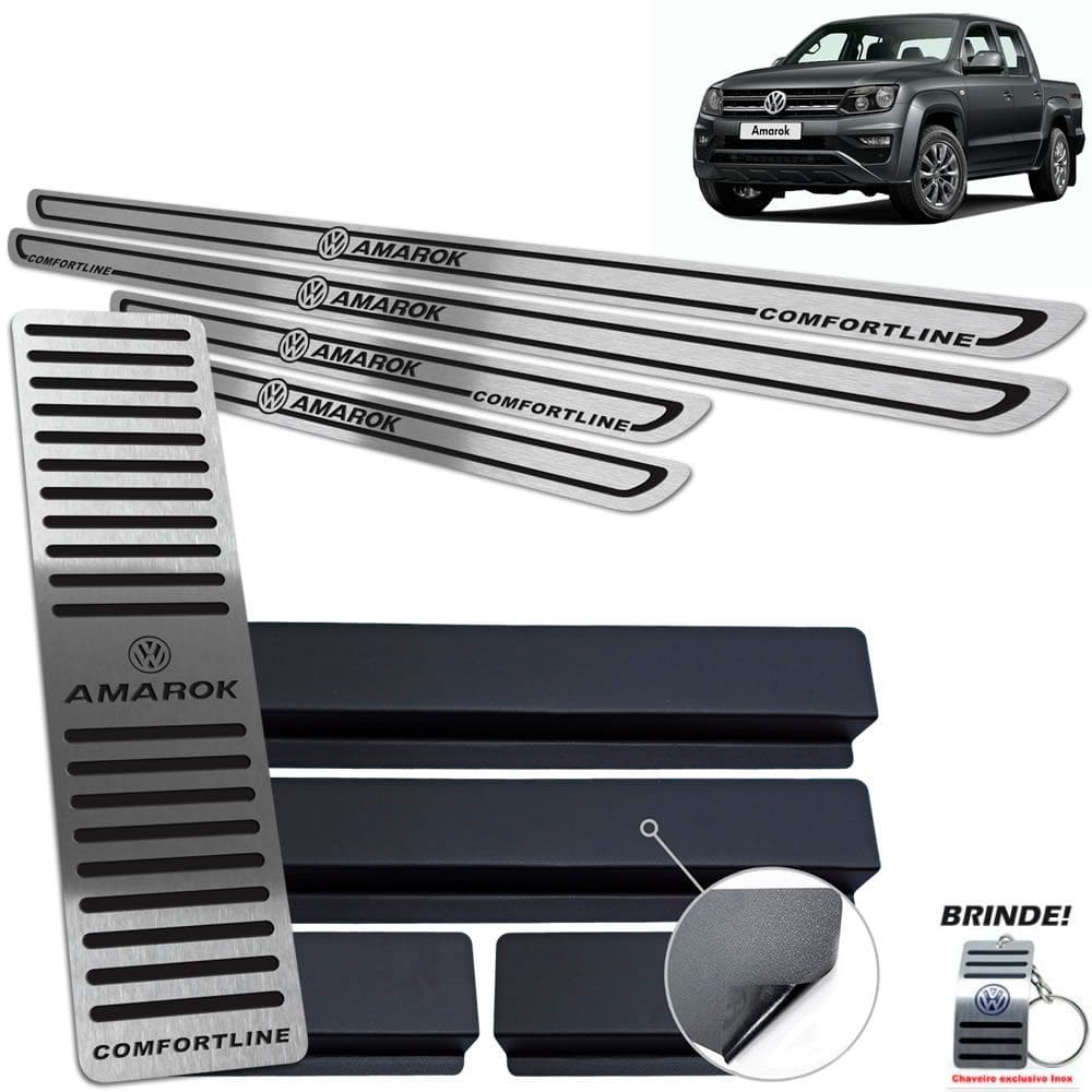 Descanso + Soleira Amarok Comfortline Preto Baixo Relevo