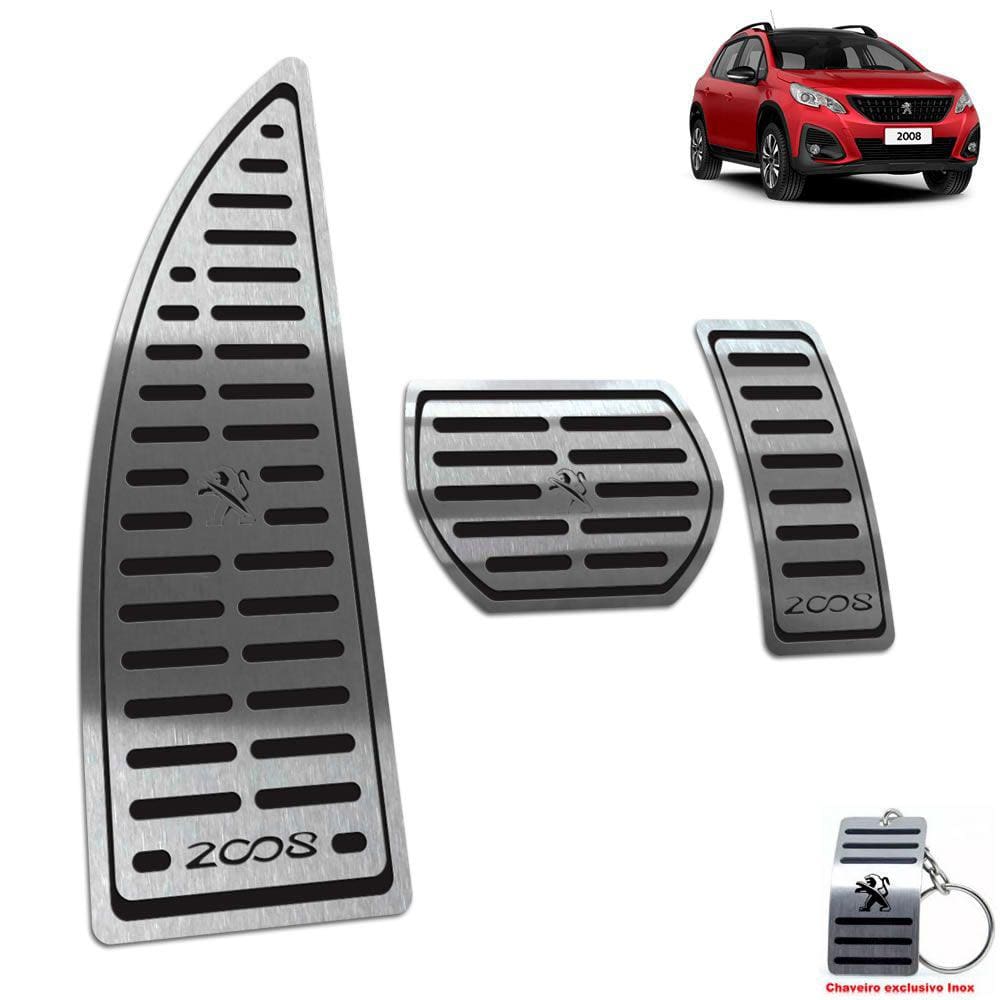 Pedaleira Automático + Descanso Peugeot 2008 2020 2021 Preto