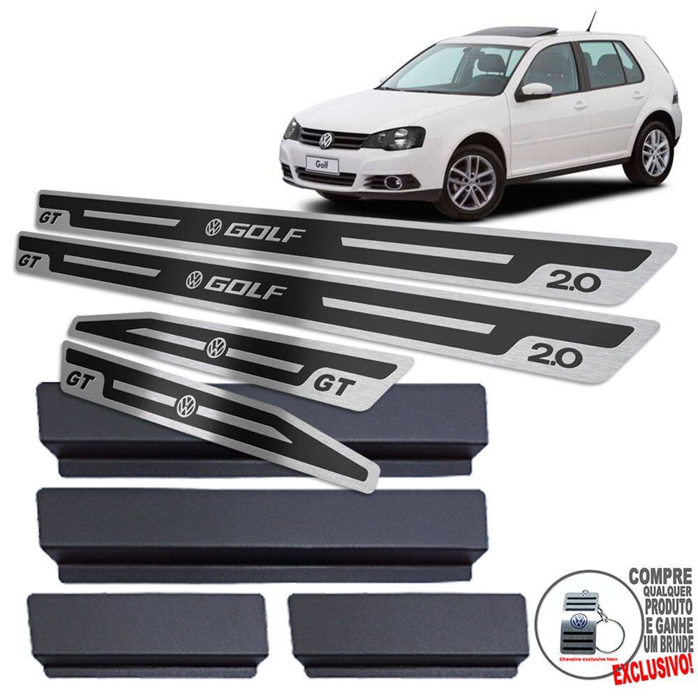 Soleira Volkswagen Golf Gt 2007 A 2013 Preto Alto Relevo