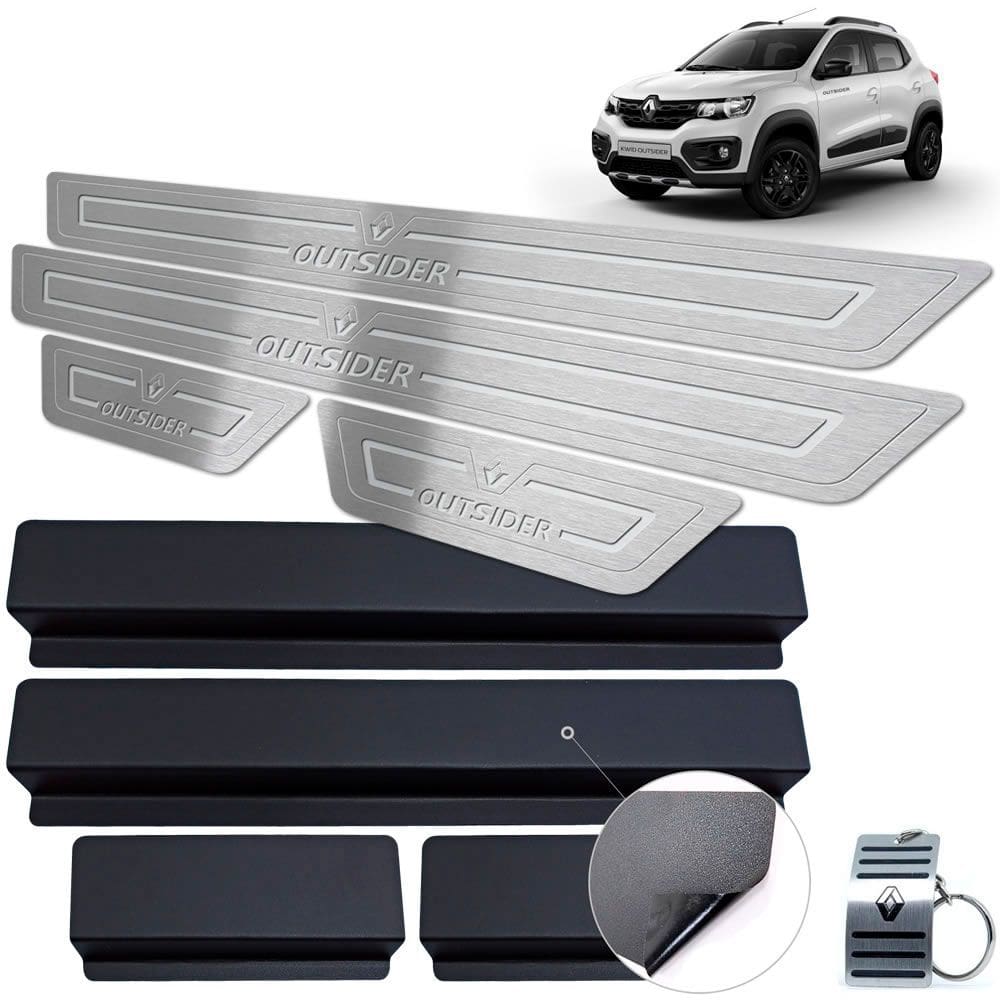 Soleira Renault Kwid Outsider + Vinil Prata Baixo Relevo
