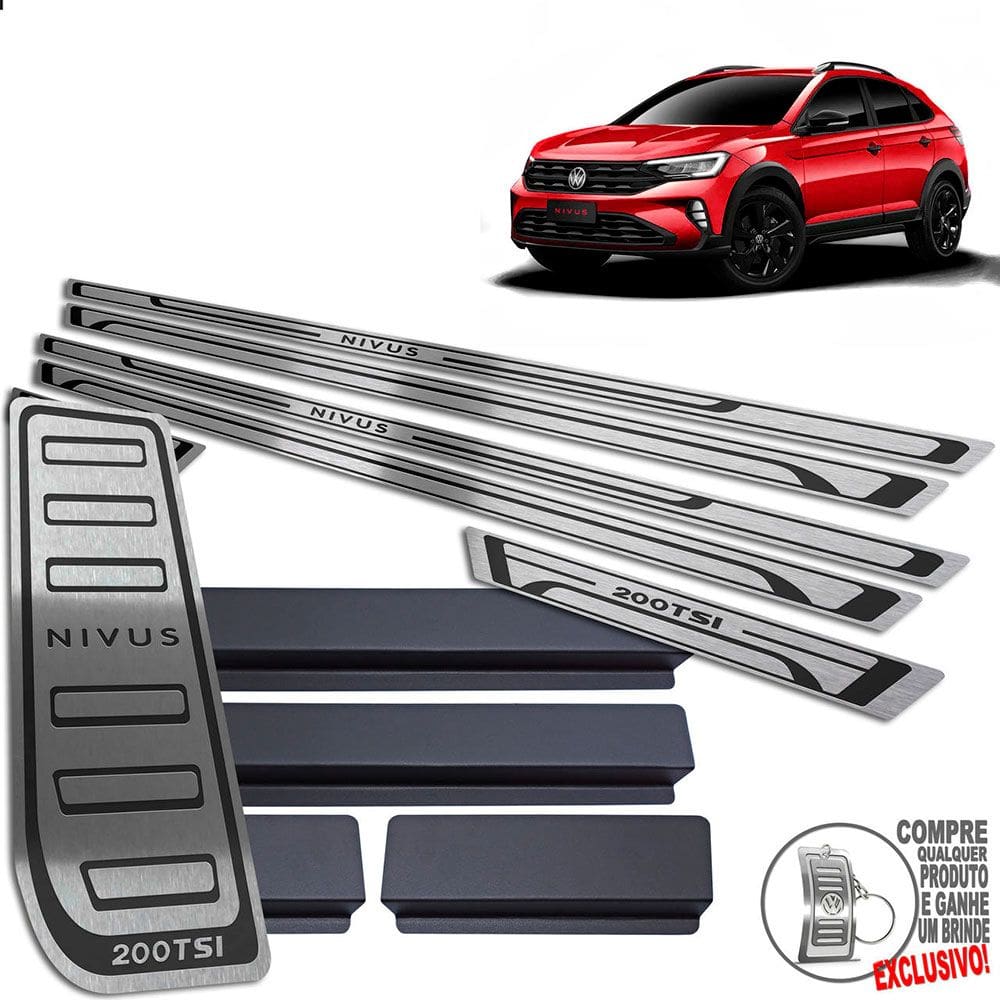 Descanso + Soleira Volkswagen Nivus Preto Baixo Relevo