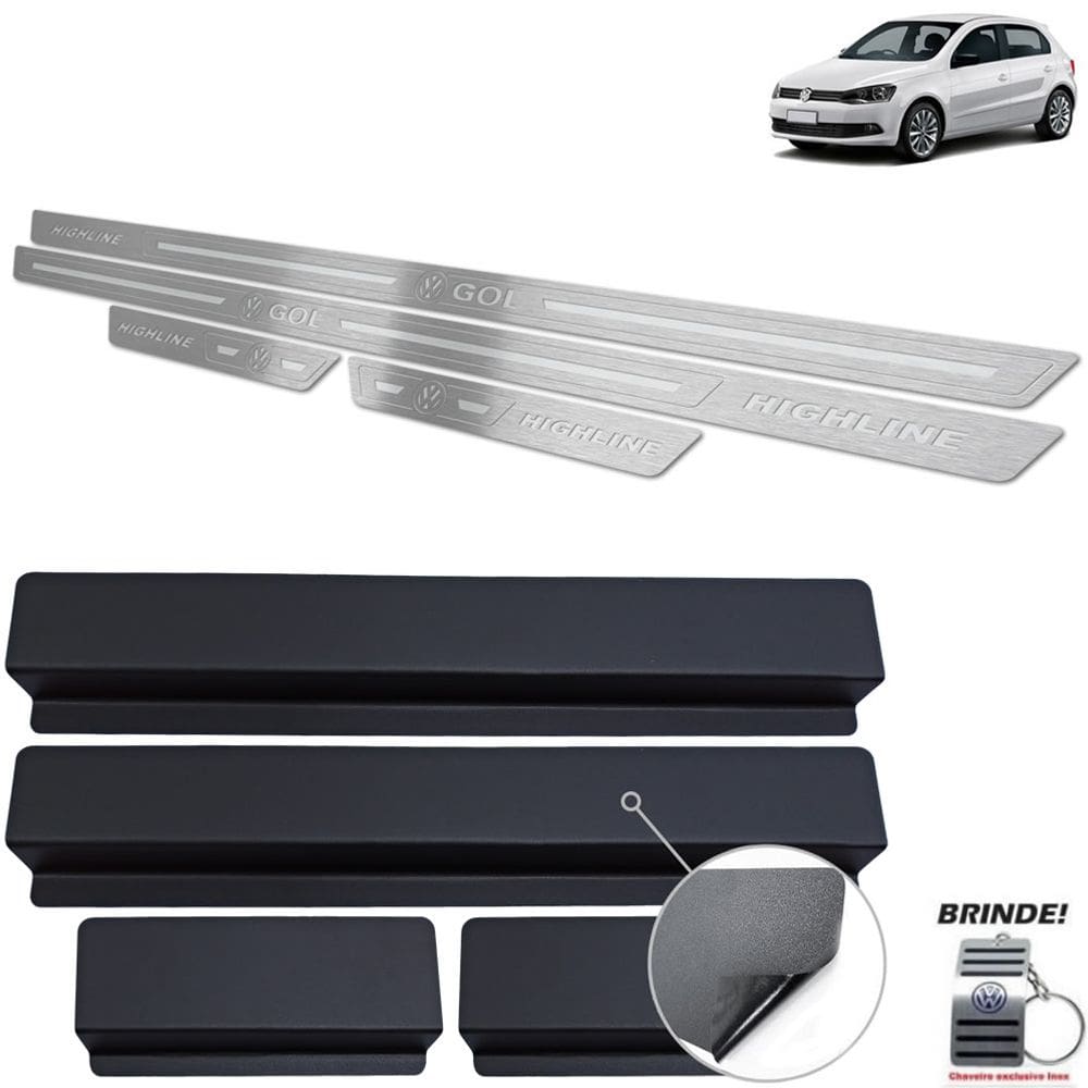 Soleira Volkswagen Gol Highline G6 G7 Prata Baixo Relevo