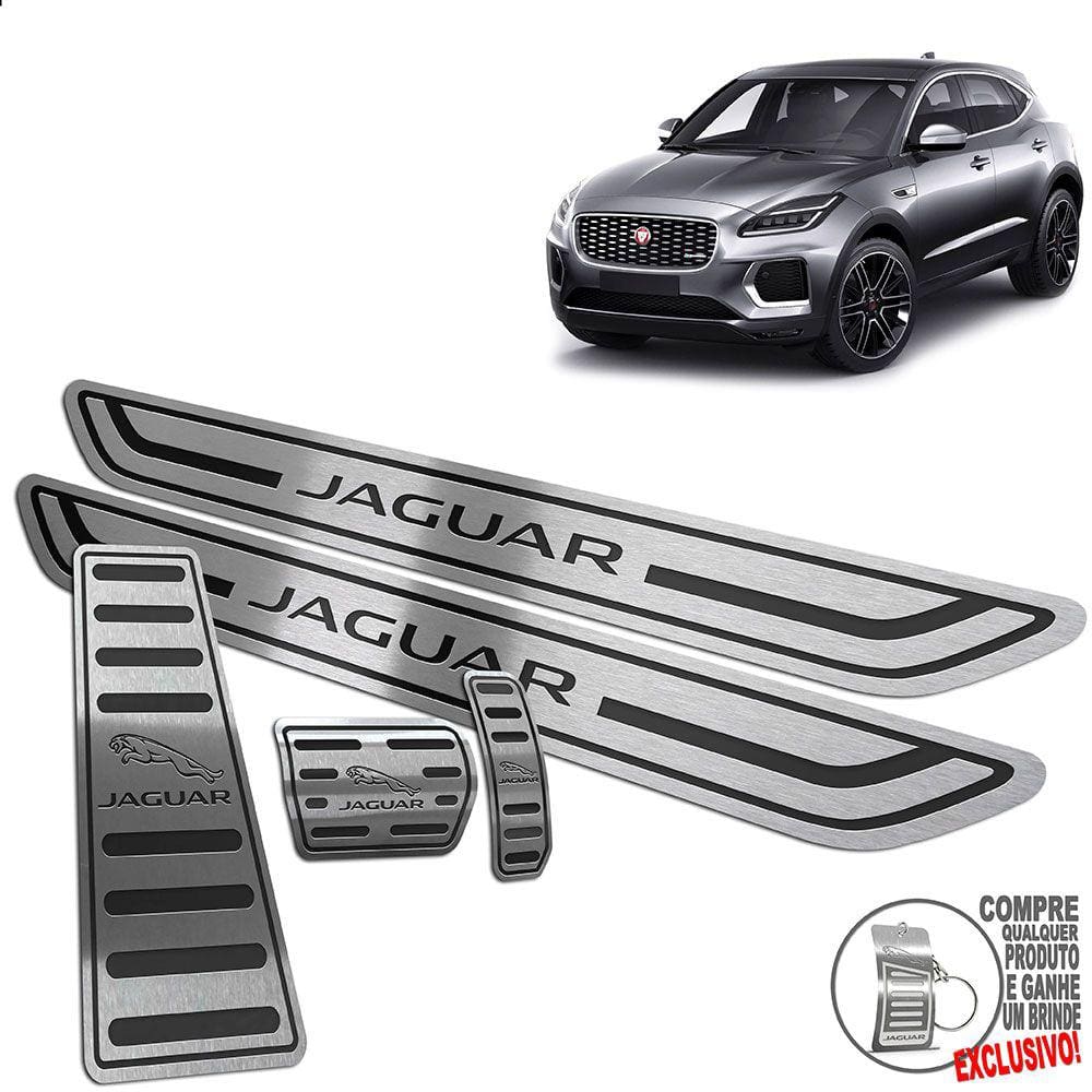Pedaleira Soleira Descanso Preto Jaguar E-Pace 2018 A 2020