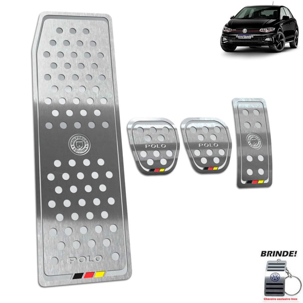 Descanso + Pedaleira Manual Prata Polo Wolfsburg Ed