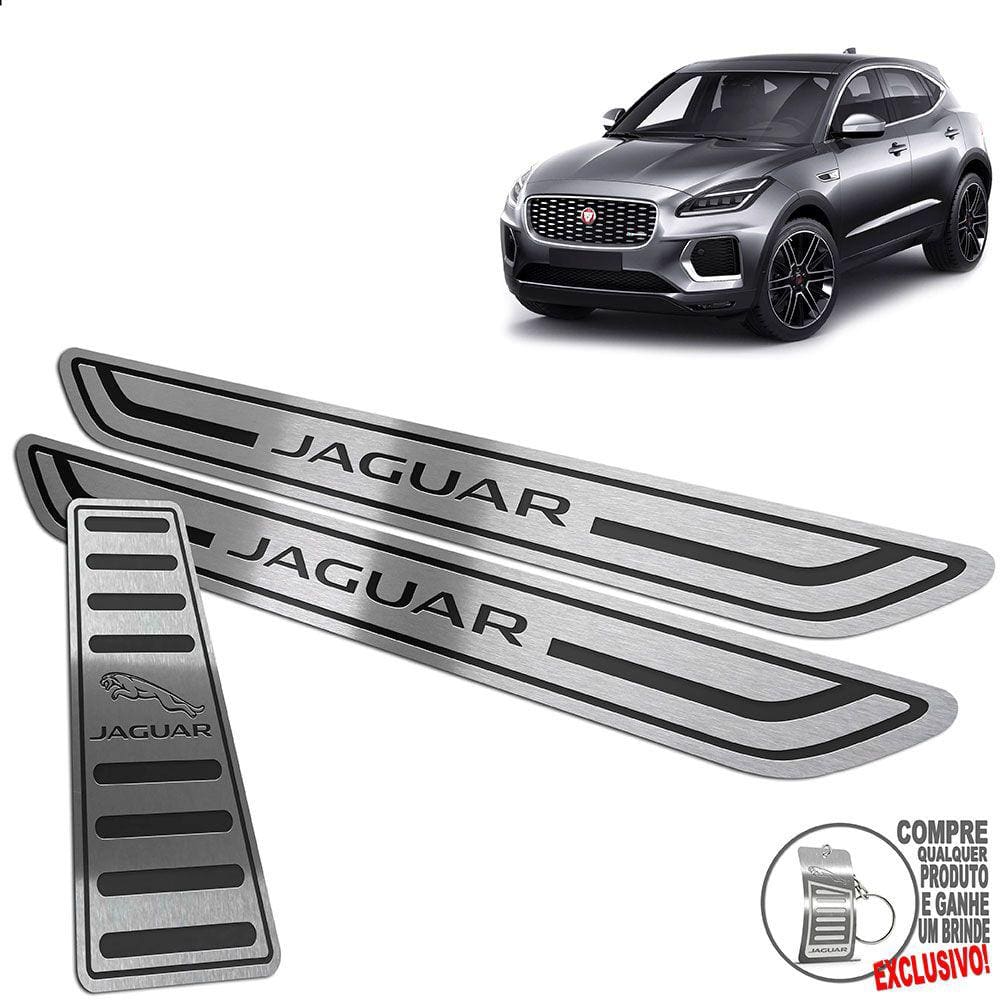 Descanso Soleira Jaguar E-Pace 2018 2020 Preto Baixo Relevo