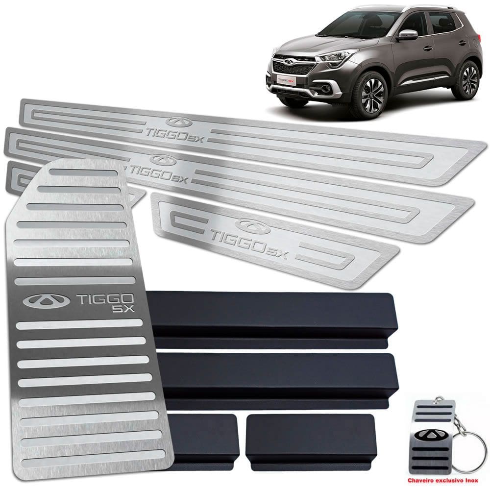 Descanso Soleira Chery Tiggo 5X 2019 2020 Prata Alto Relevo