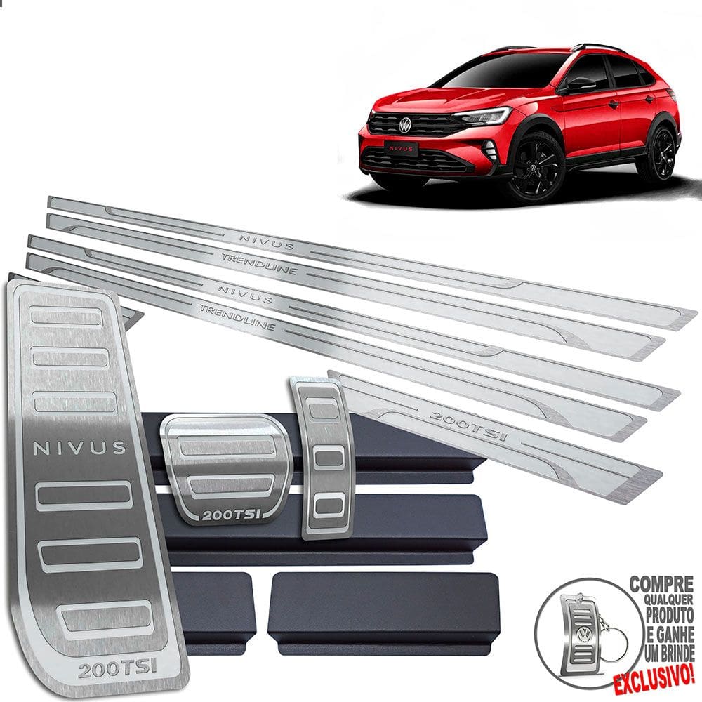 Descanso Pedaleira Soleira Volkswagen Nivus Trendline Prata