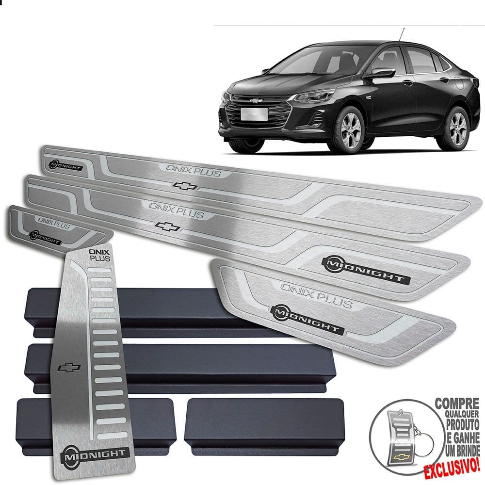 Soleira + Descanso Prata Onix Plus Midnight 2020 2022