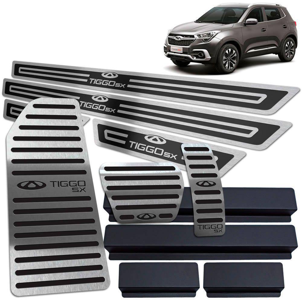 Descanso Pedaleira Soleira Chery Tiggo 5X 2019 2020 Preto