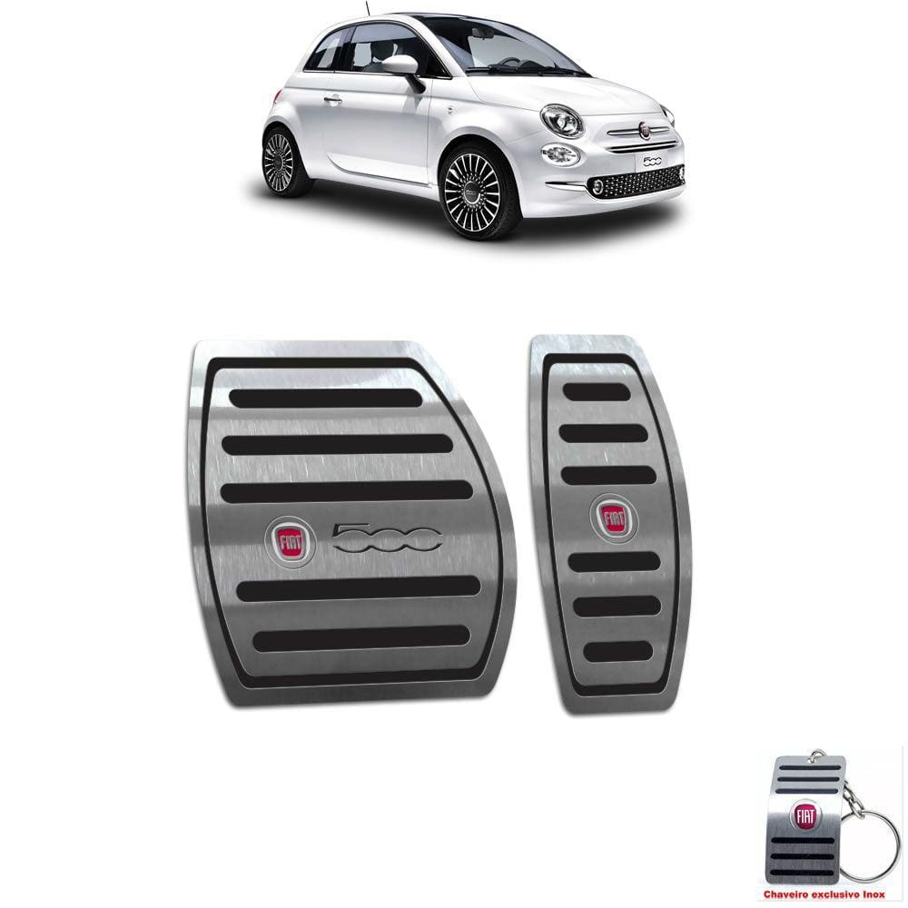 Pedaleira Automático Em Aço Inox Preto Fiat 500