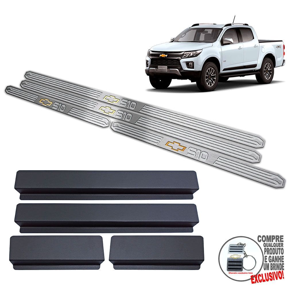 Soleiras De Porta Chevrolet S10 2021 2022 Prata Baixo Relevo