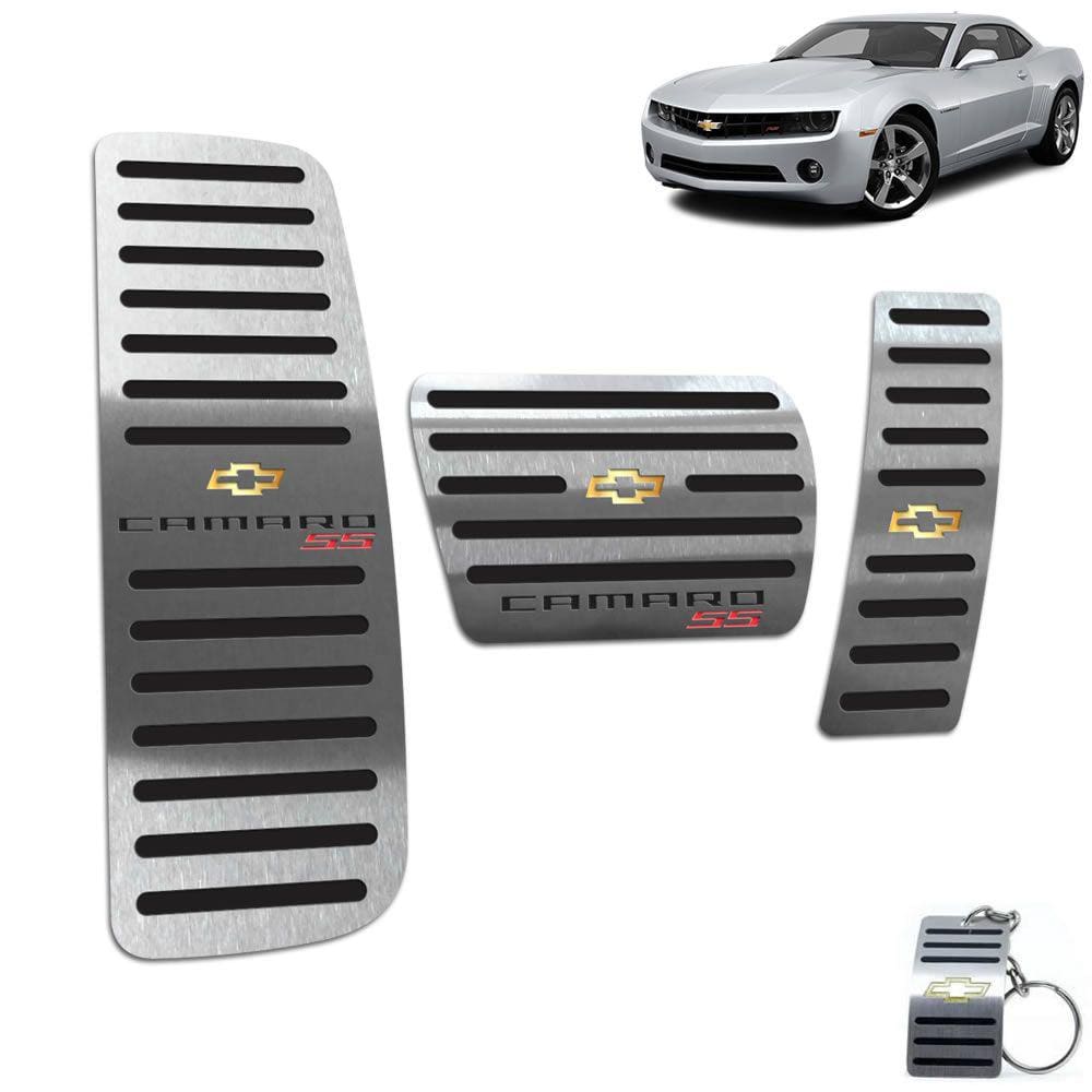 Pedaleiras Com Descanso Aço Inox Chevrolet Camaro SS Preto