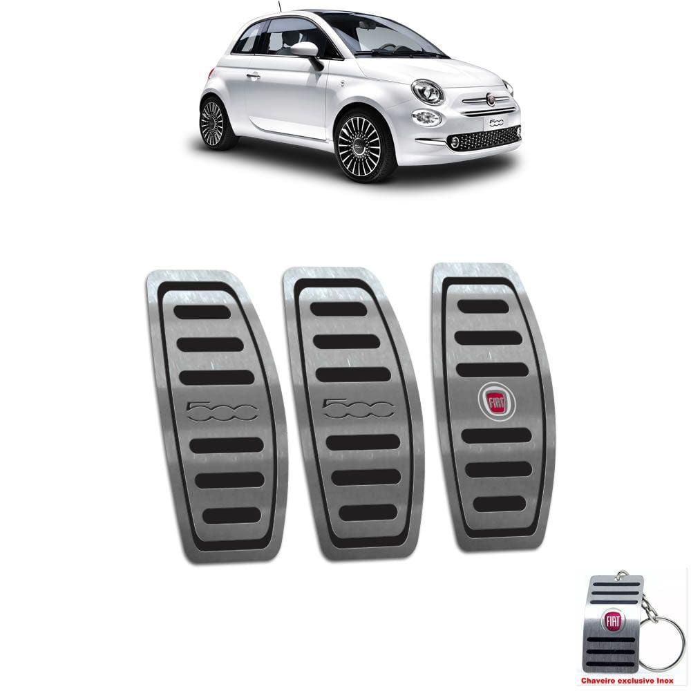 Pedaleira Manual Em Aço Inox Preto Fiat 500