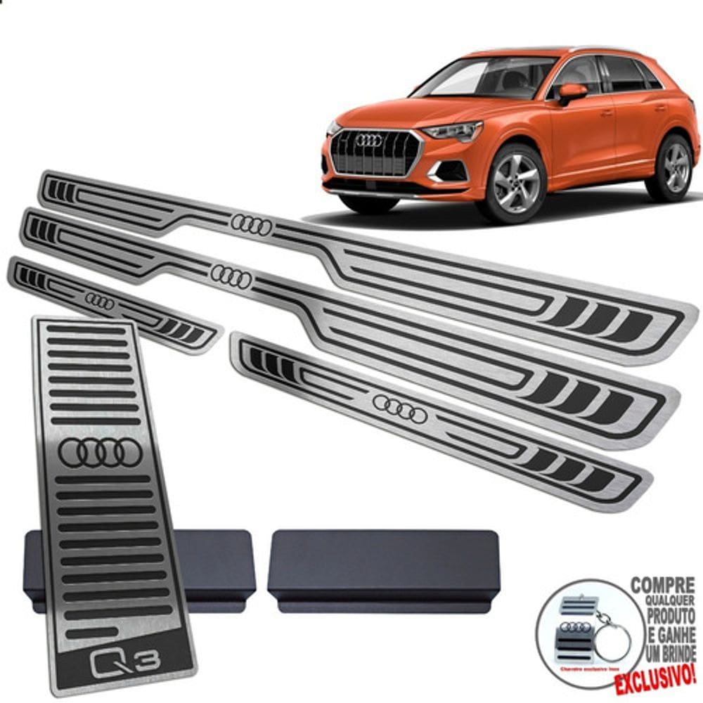 Descanso + Soleira Audi Q3 2020 2021 Preto Baixo Relevo