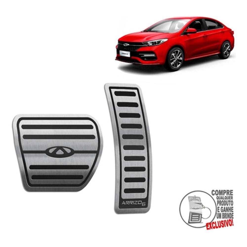 Pedaleira Automático Aço Inox Chery Arrizo 6 Preto