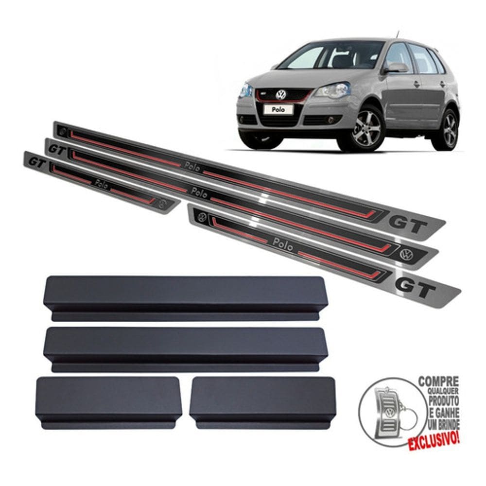 Soleira Volkswagen Polo GT 2009 2010 Preto Alto Relevo