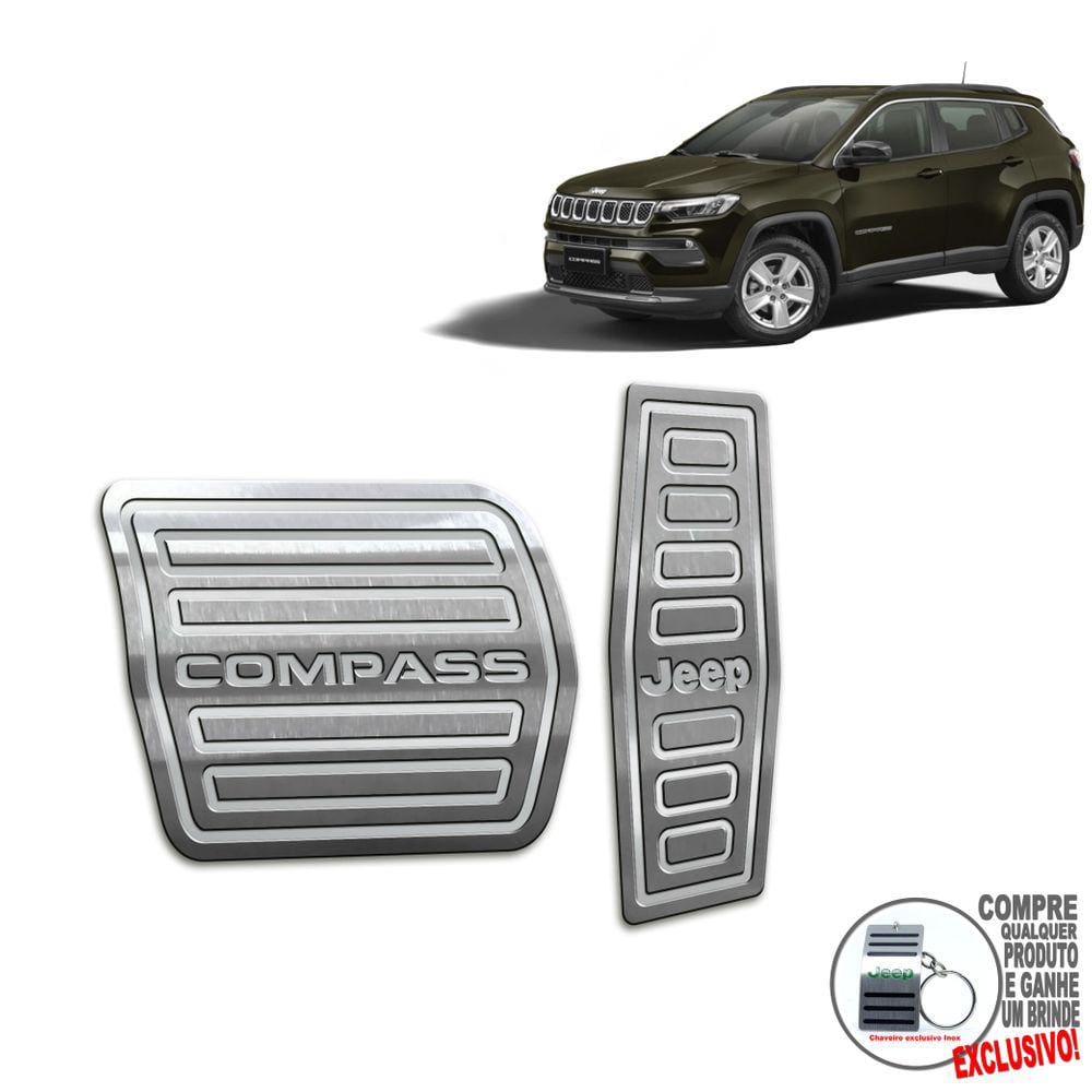 Pedaleira Automático Aço Inox Jeep Compass 2022 Prata