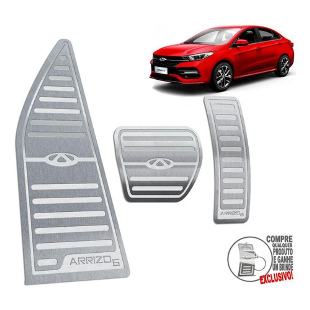 Descanso De Pé + Pedaleira Aço Inox Chery Arrizo 6 Prata